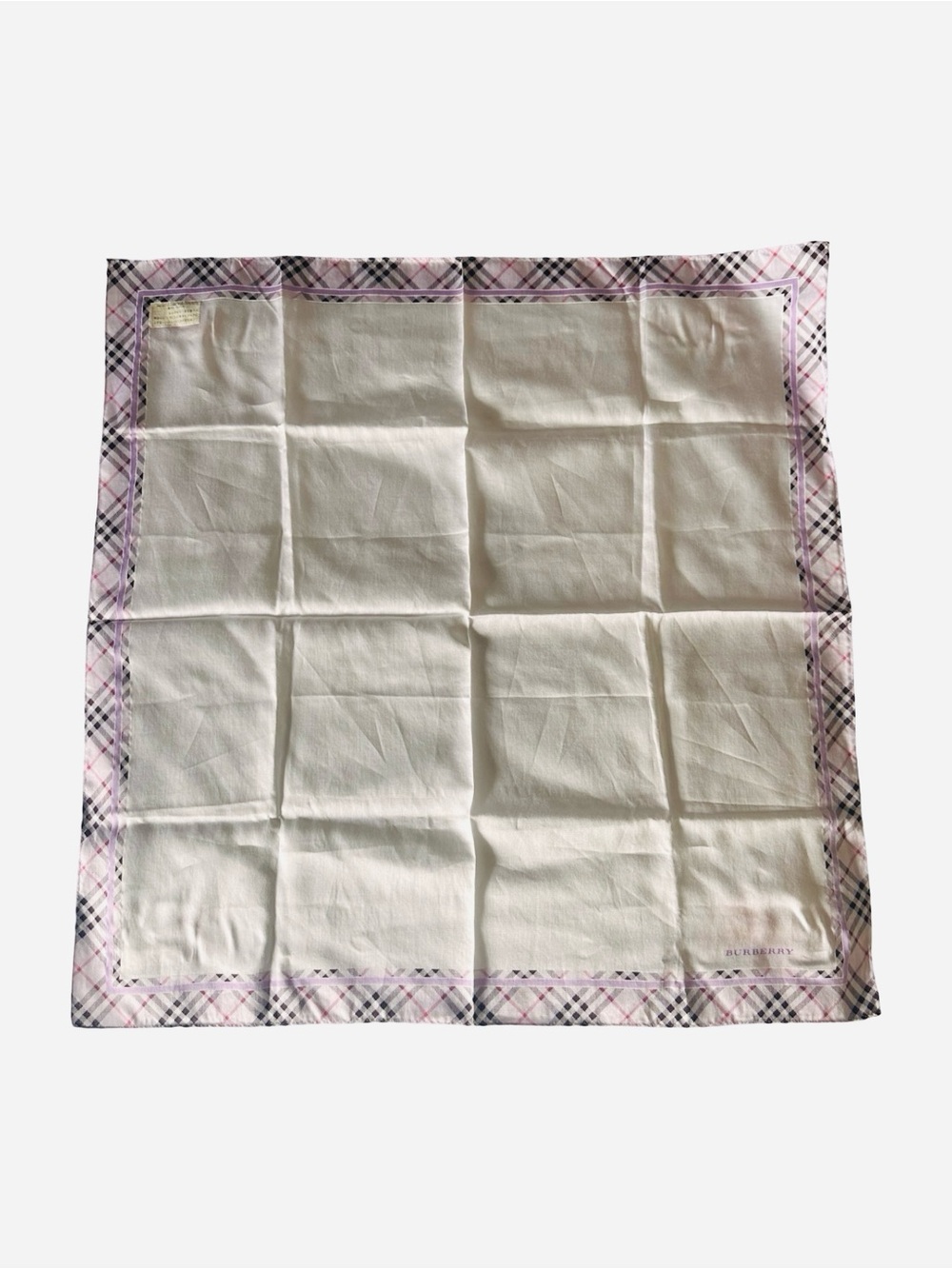 Burberry Cream Pink Plaid Scarf/Handkerchief